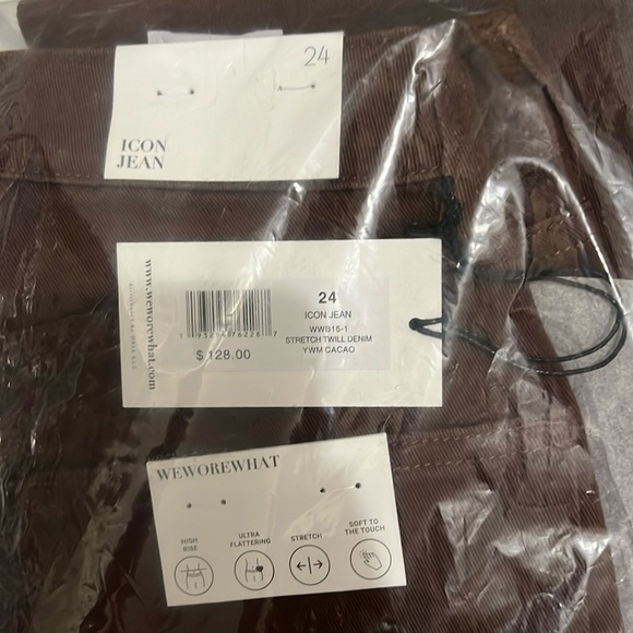 NWT Revolve WeWoreWhat Icon Stretch Twill Denim Jean Brown Cacao Size 24 - Picture 3 of 3